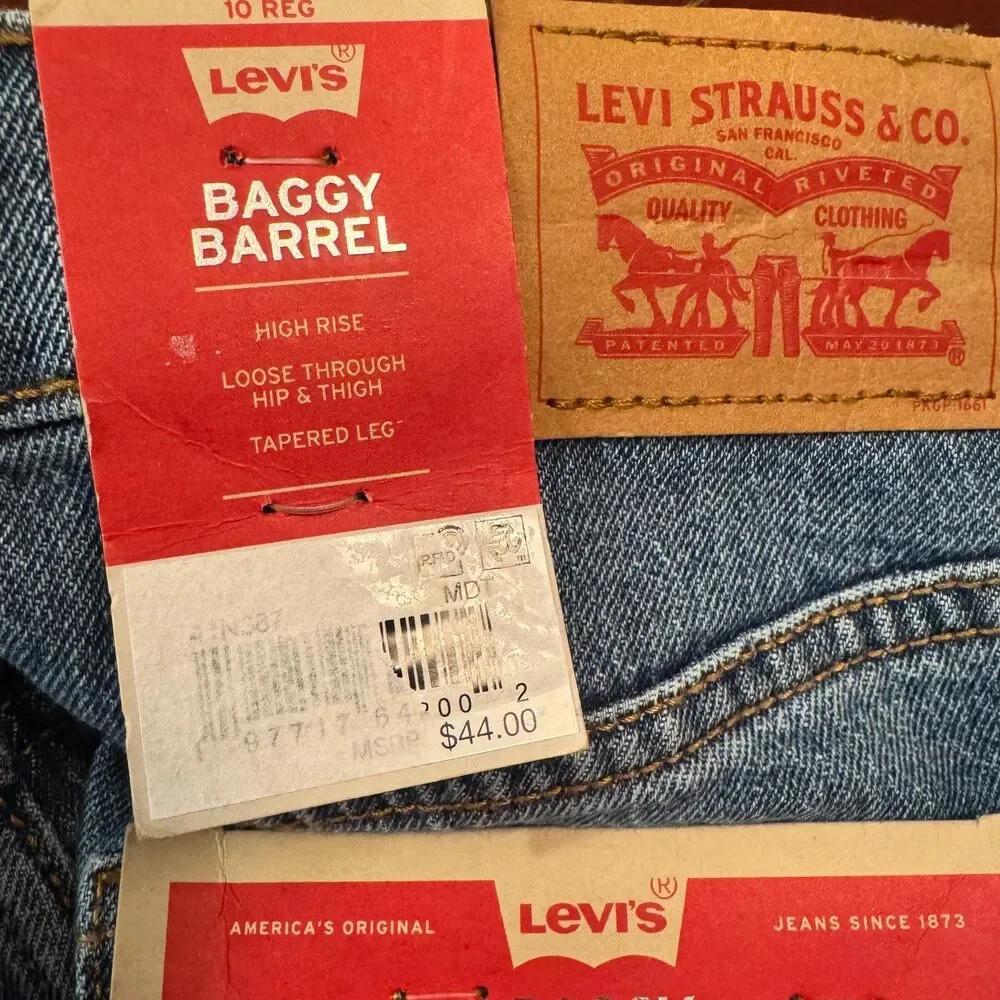 Levi's Girls Baggy Barrel Jeans Size 10 Reg High Rise Stretch 26x21 NWT